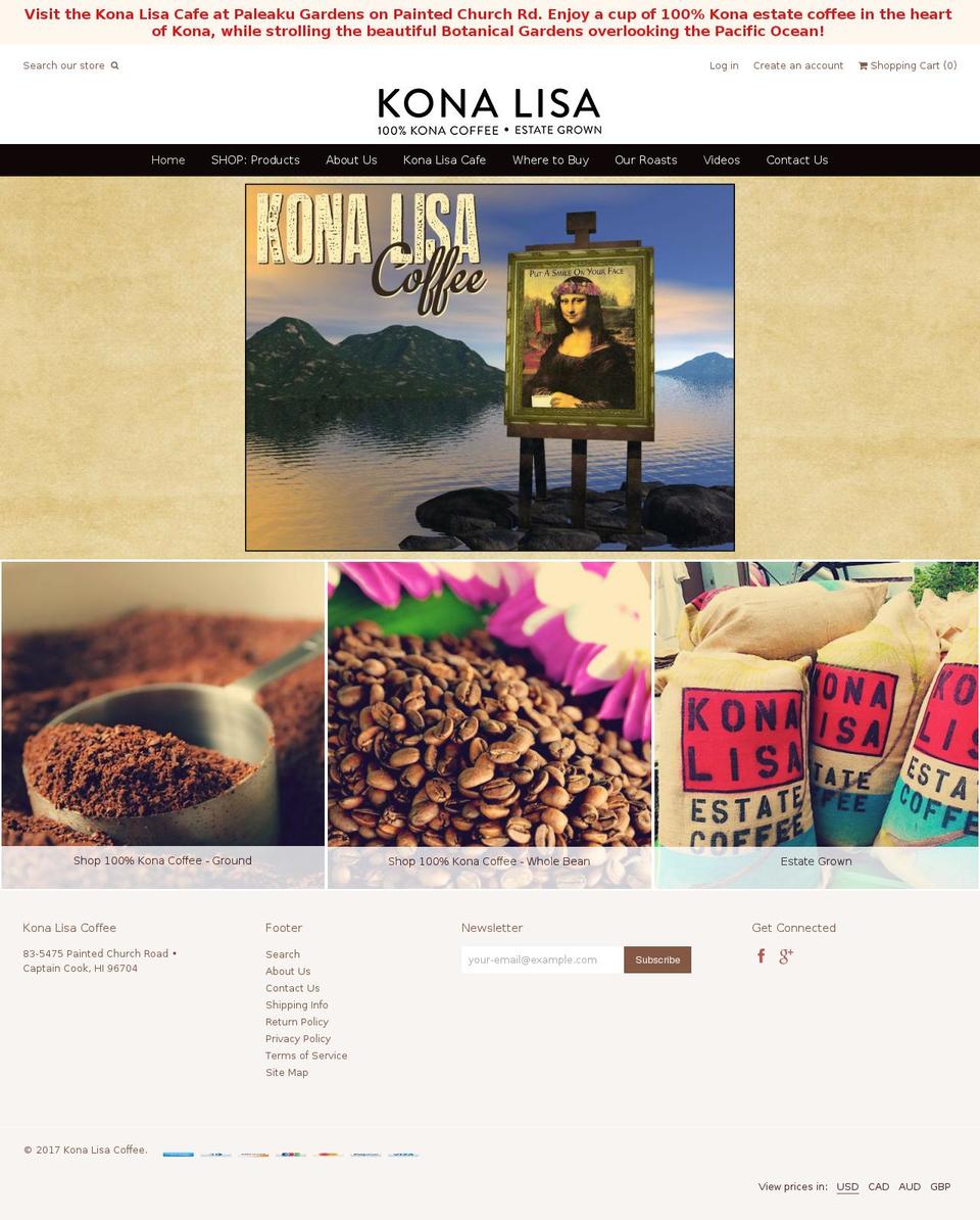 konalisacoffee.com shopify website screenshot