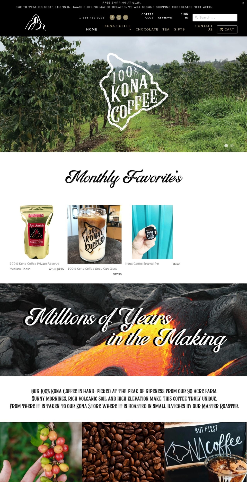 konamountaincoffee.com shopify website screenshot