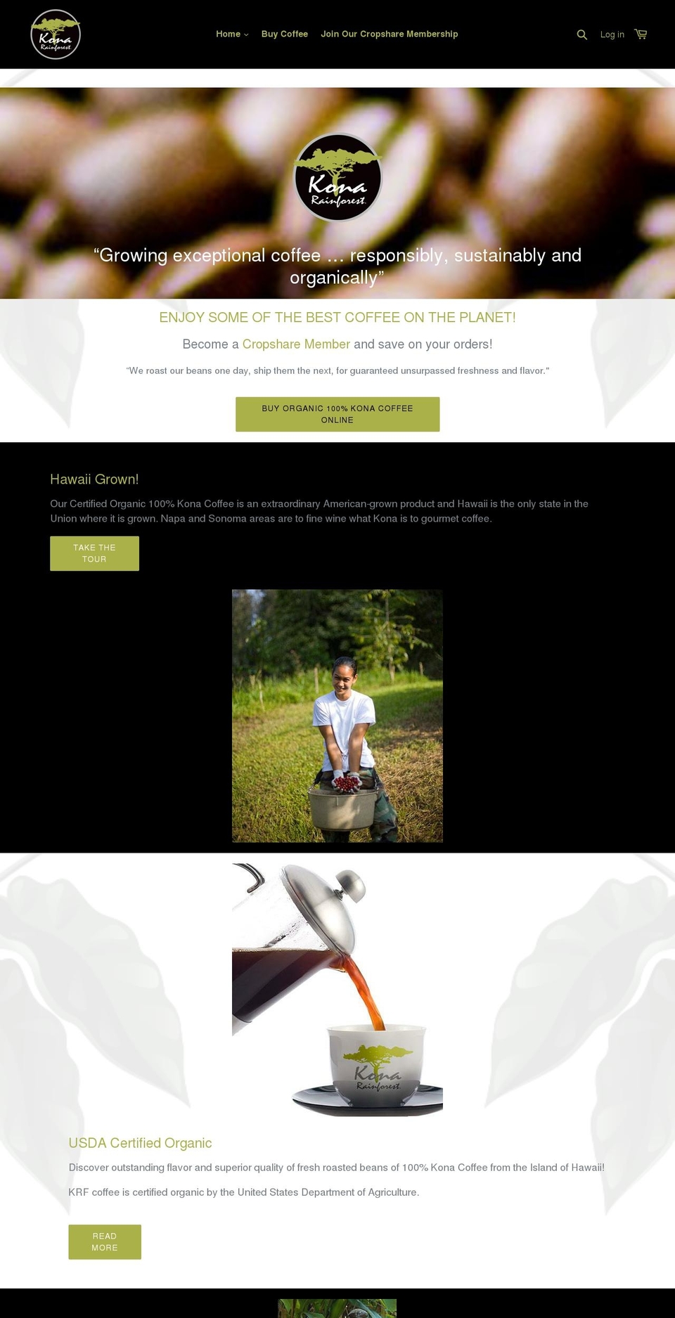 konarainforestcoffee.com — Shopify storefront screenshot
