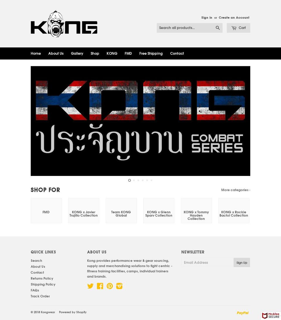 kongfitnessgear.com — Shopify storefront screenshot