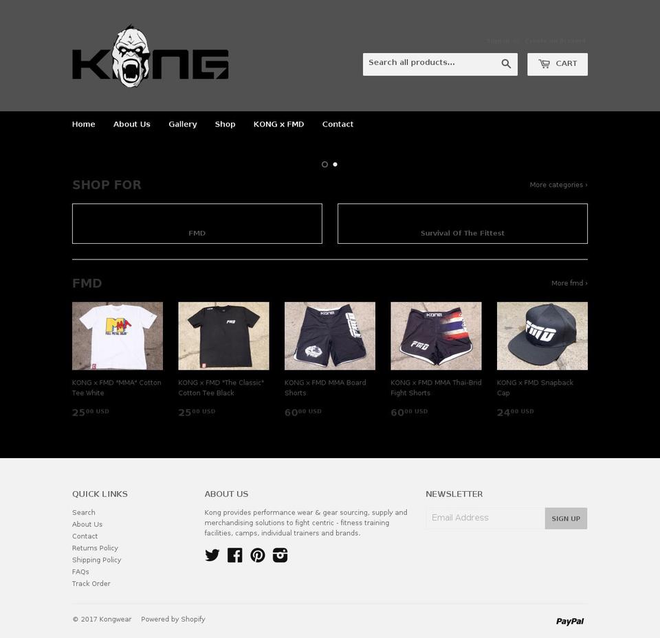 kongwear.com shopify website screenshot