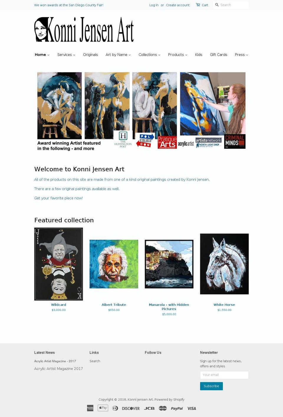konnijensenart.com — Shopify storefront screenshot
