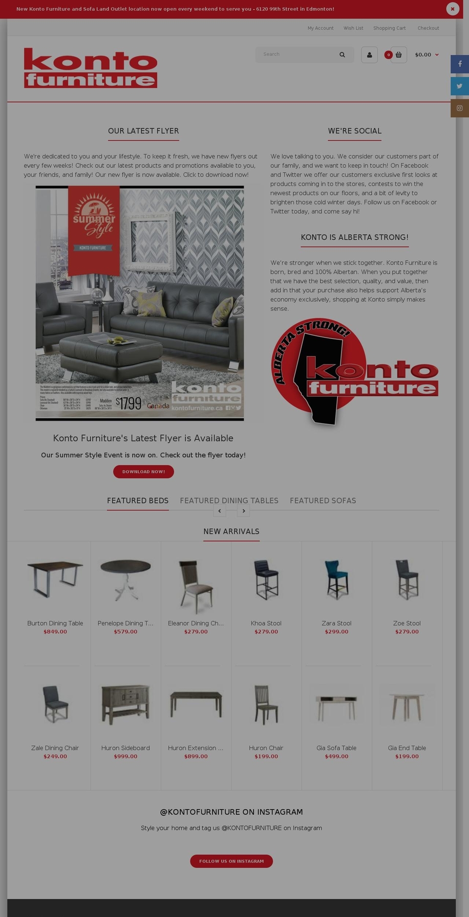 kontofurniture.ca shopify website screenshot