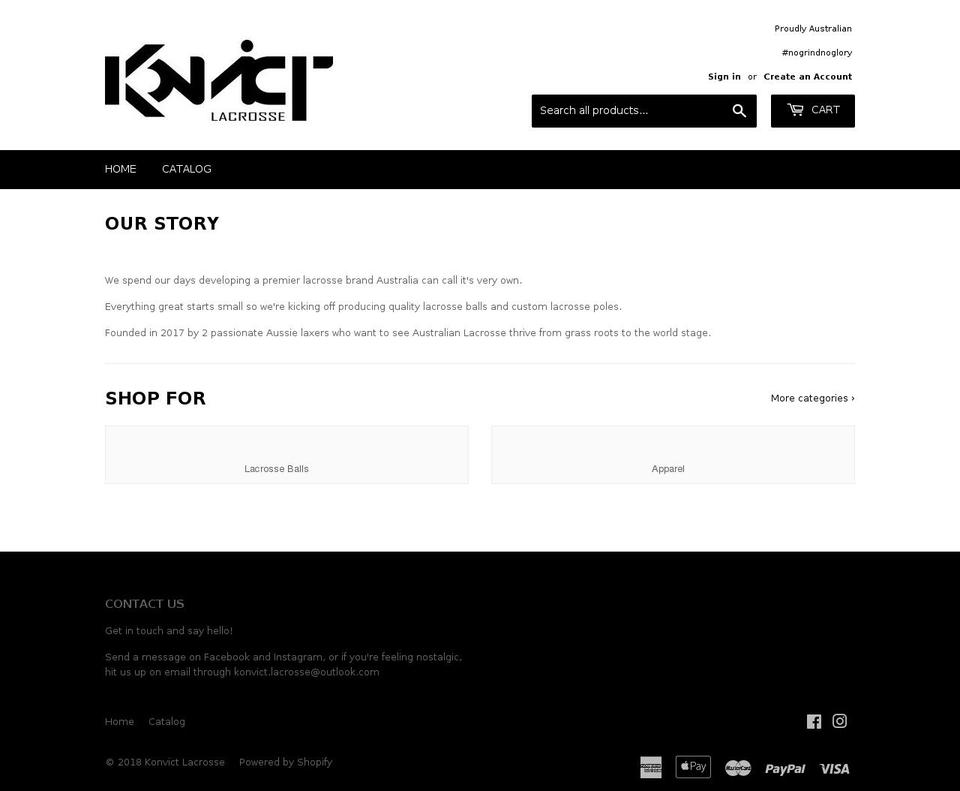 konvictlacrosse.com — Shopify storefront screenshot