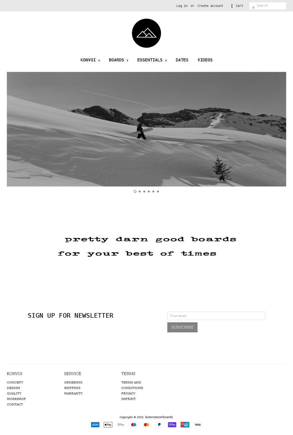 konvoisnowboards.com shopify website screenshot