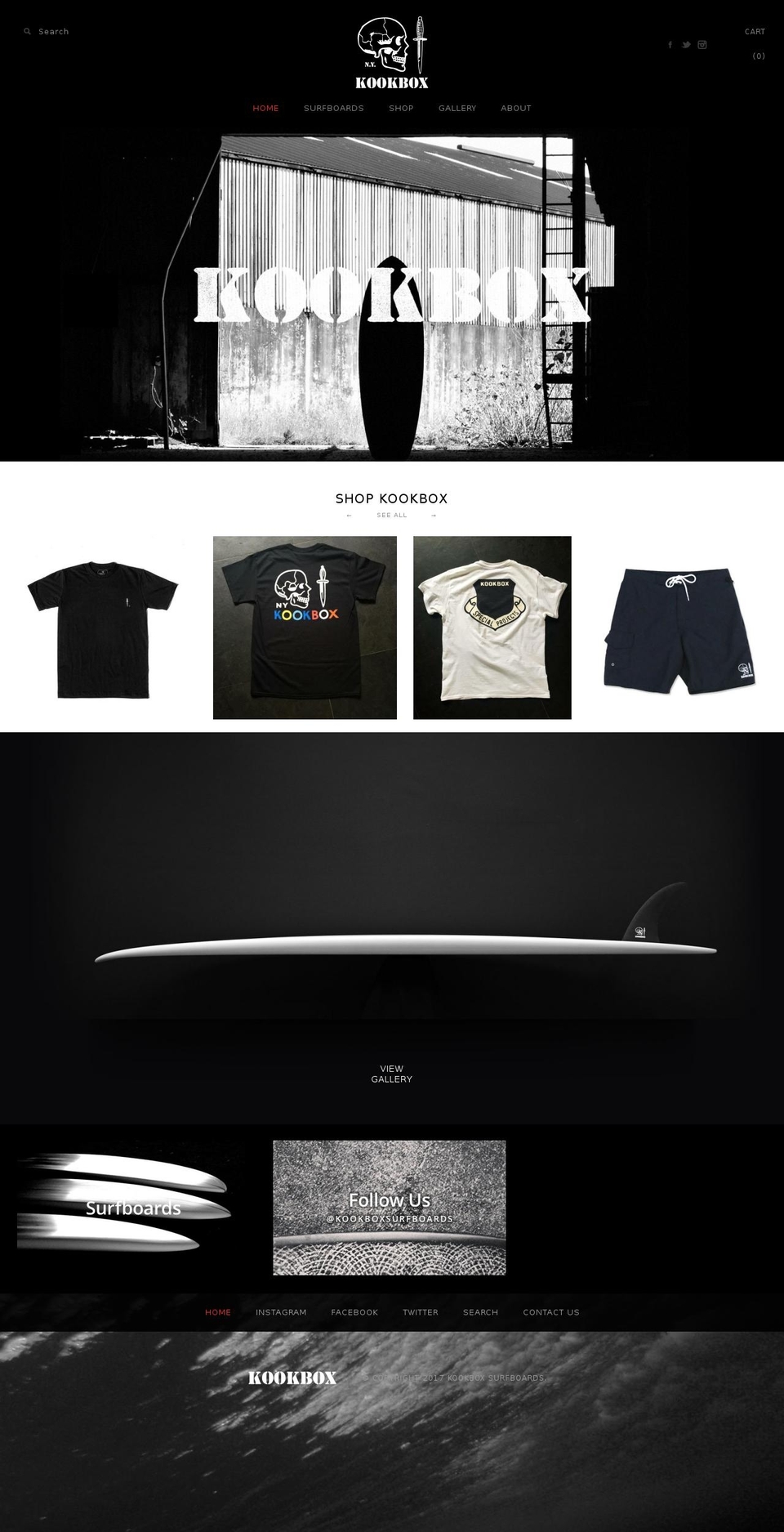 kookboxsurfboards.com shopify website screenshot