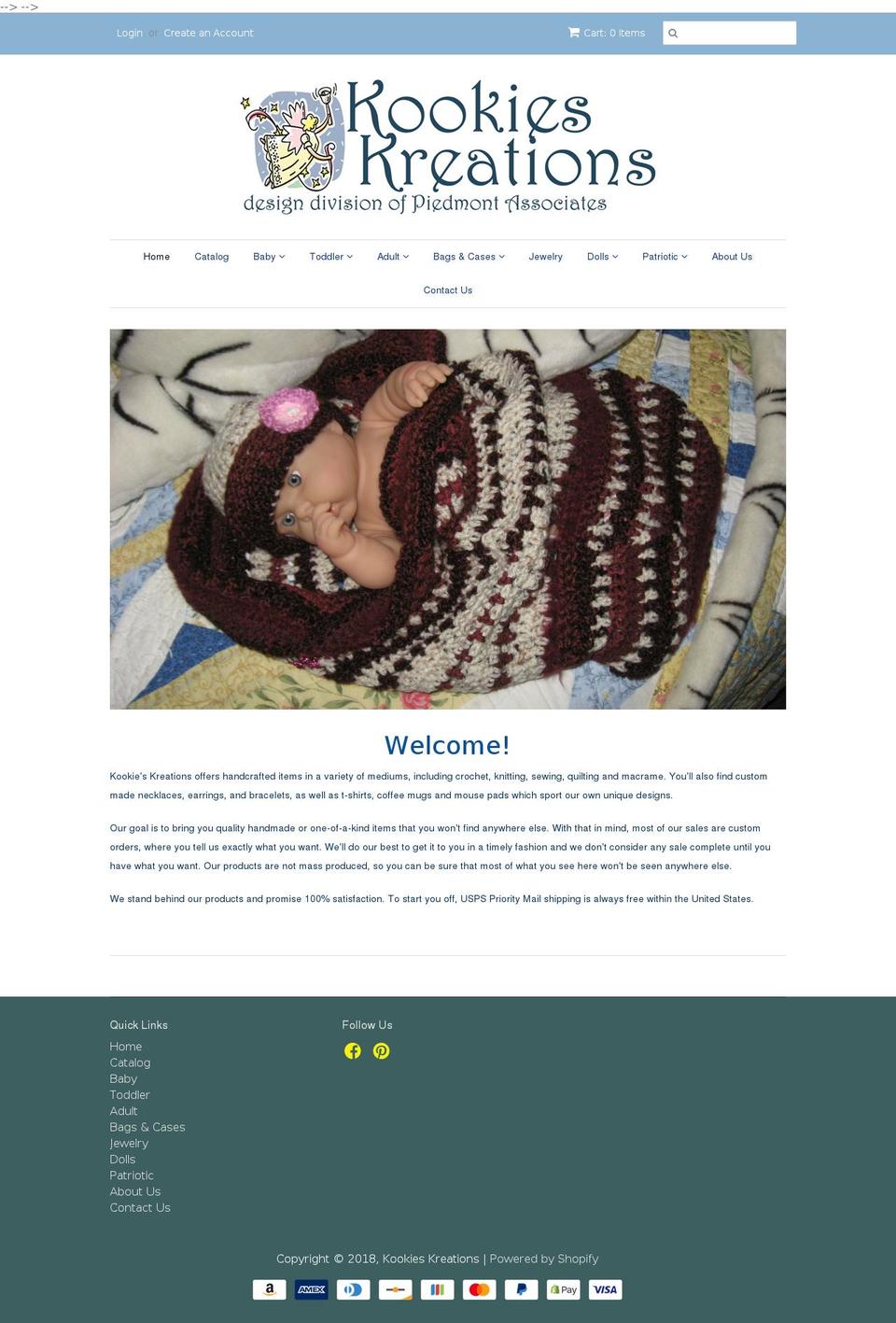 kookieskreations.com — Shopify storefront screenshot
