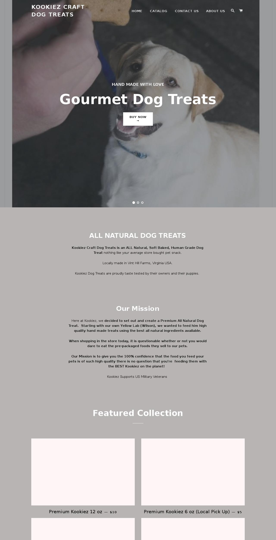 kookiezcraftdogtreats.com — Shopify storefront screenshot