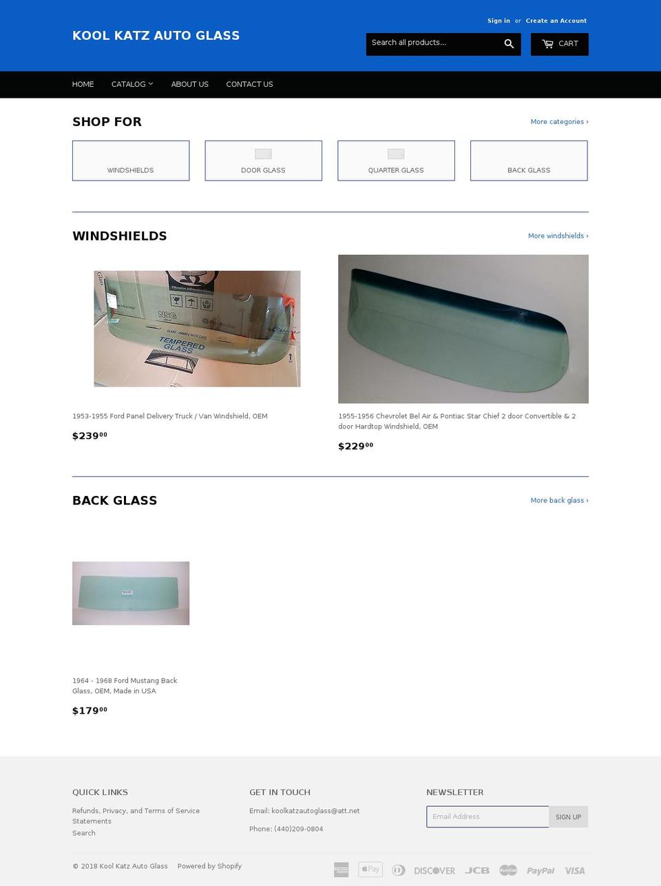 koolkatzautoglass.com shopify website screenshot