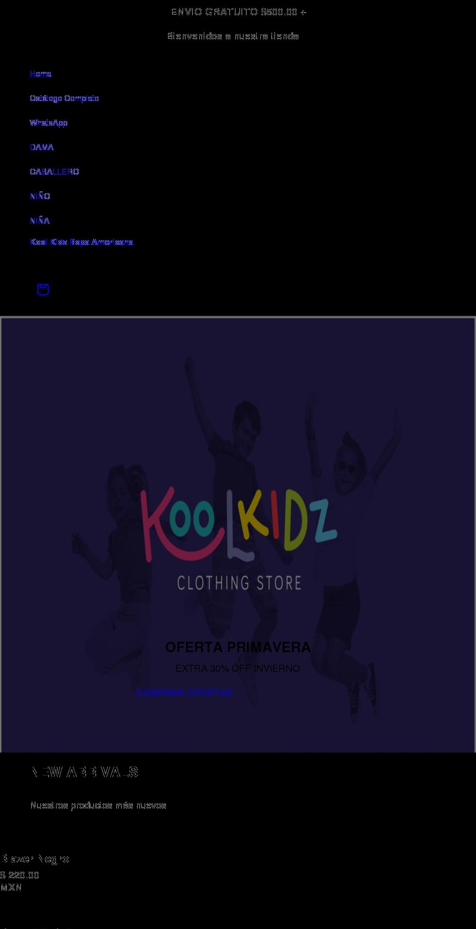 koolkidzmx.com shopify website screenshot