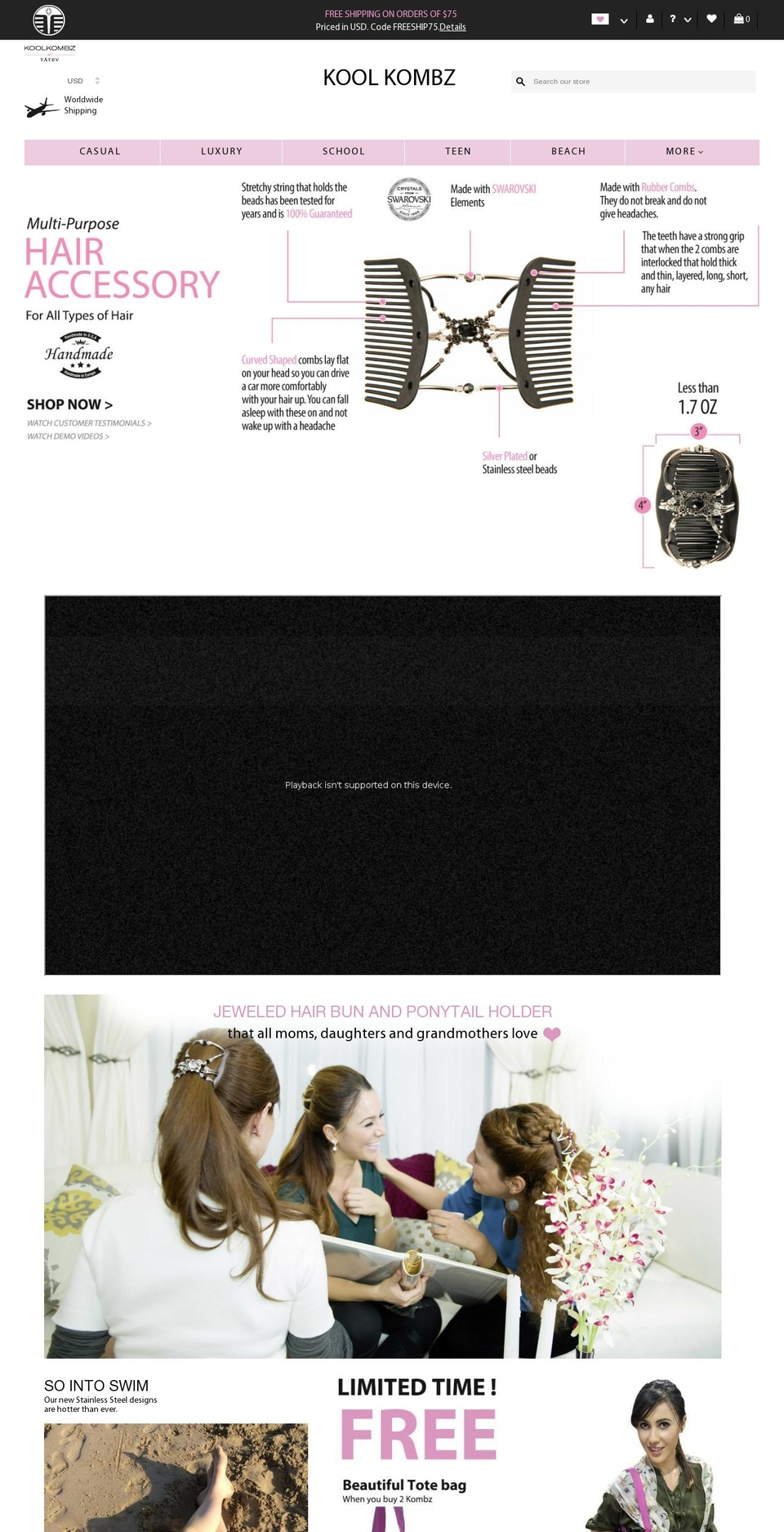 koolkombz.com shopify website screenshot