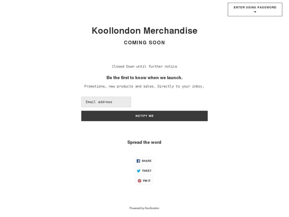 koollondon-merchandise.myshopify.com shopify website screenshot