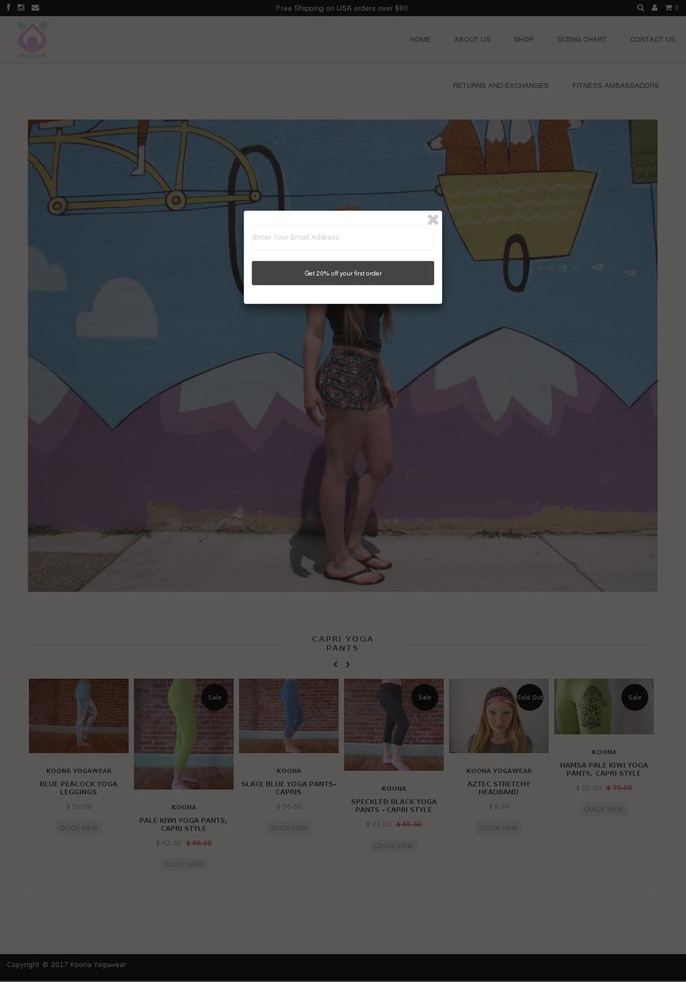 koonayoga.com shopify website screenshot
