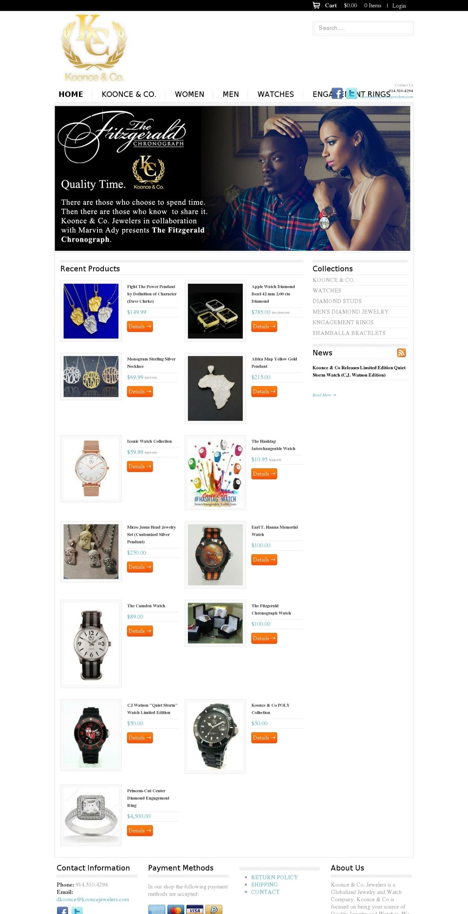 kooncejewelers.com shopify website screenshot