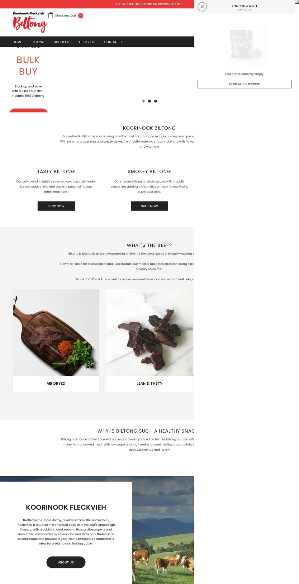 koorinookbiltong.com.au shopify website screenshot