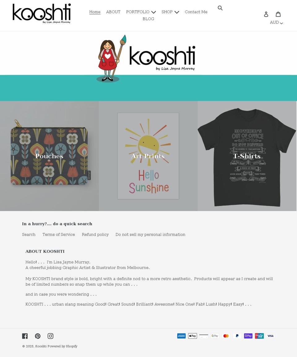 kooshti.com.au shopify website screenshot