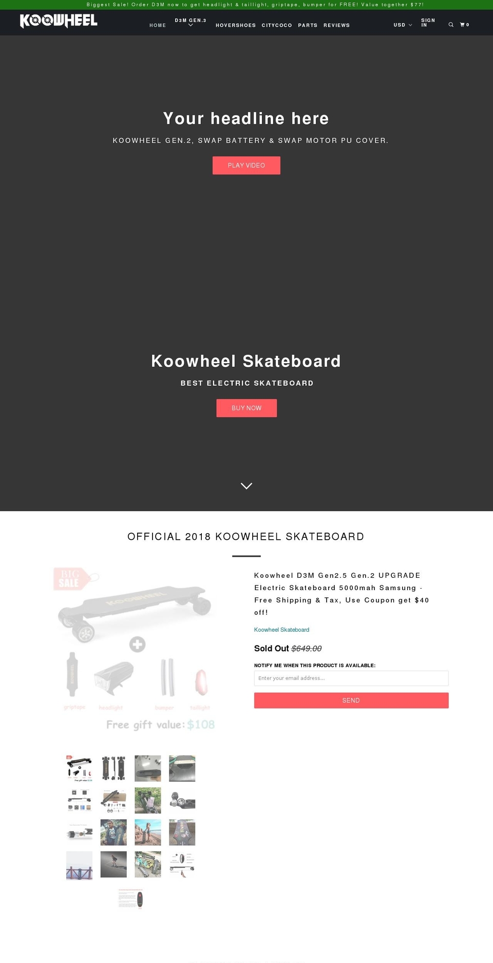koowheelskateboard.com shopify website screenshot