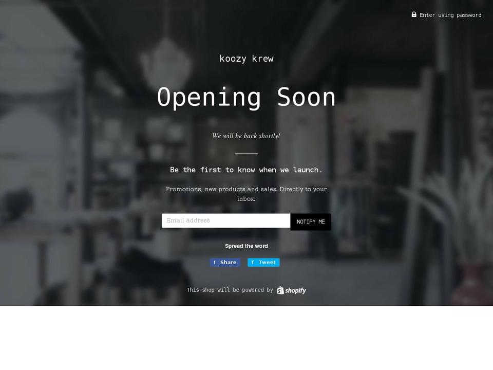 koozykrew.com shopify website screenshot