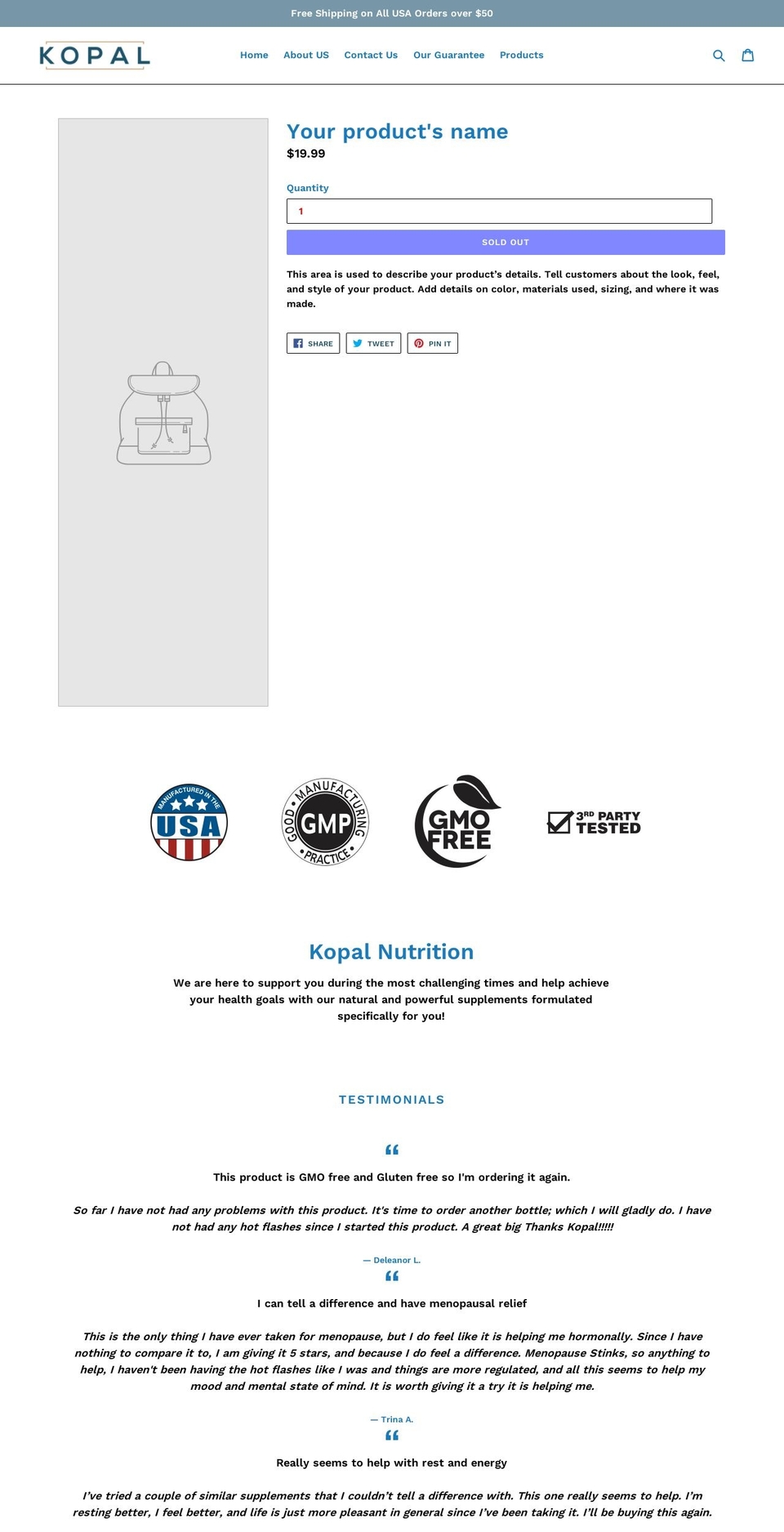 kopalnutrition.com shopify website screenshot