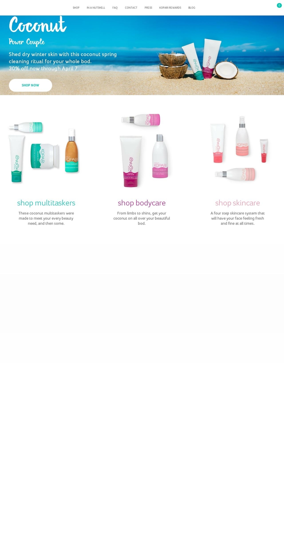 koparibeauty.com shopify website screenshot