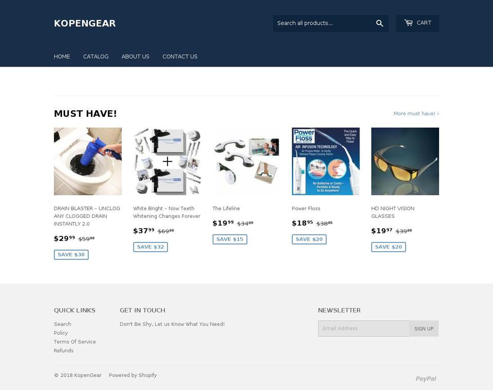 kopengear.com — Shopify storefront screenshot