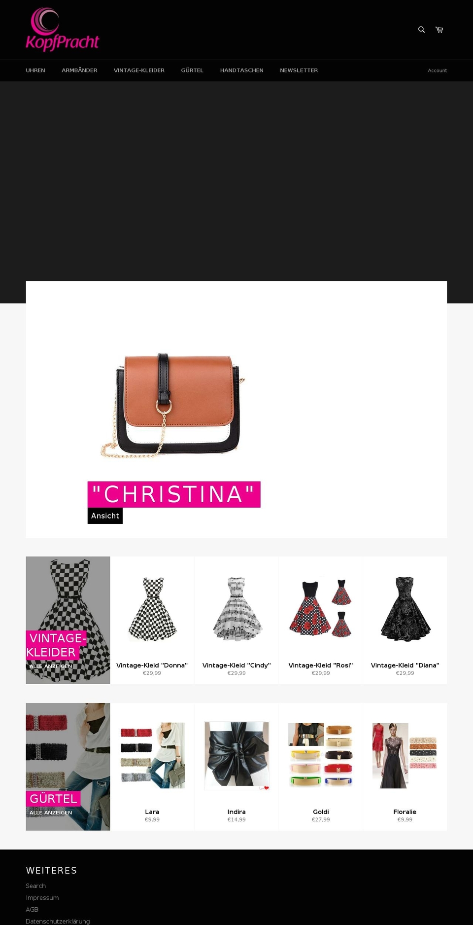 kopfpracht.com — Shopify storefront screenshot