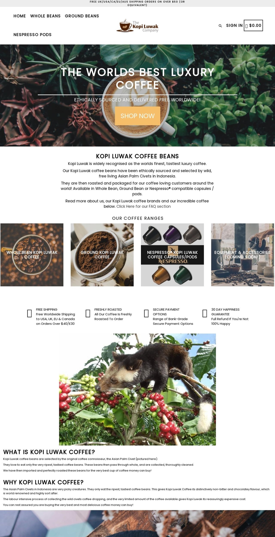 kopiluwakco.com shopify website screenshot