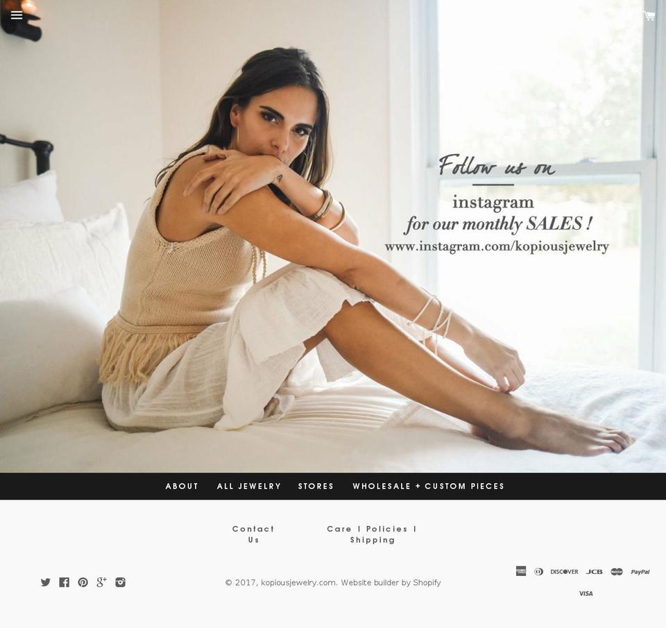 kopiousjewelry.com shopify website screenshot