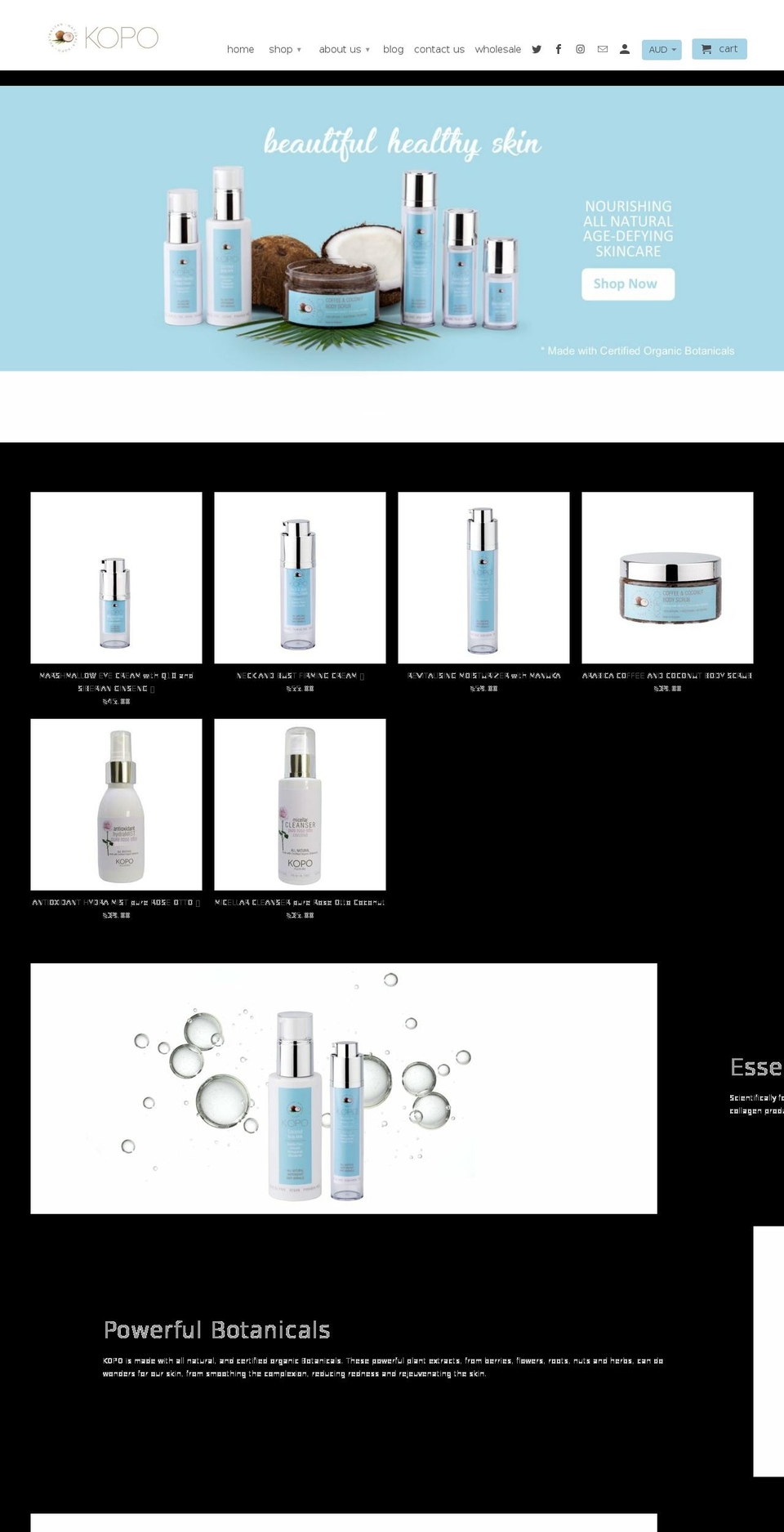 koposkincare.com.au shopify website screenshot