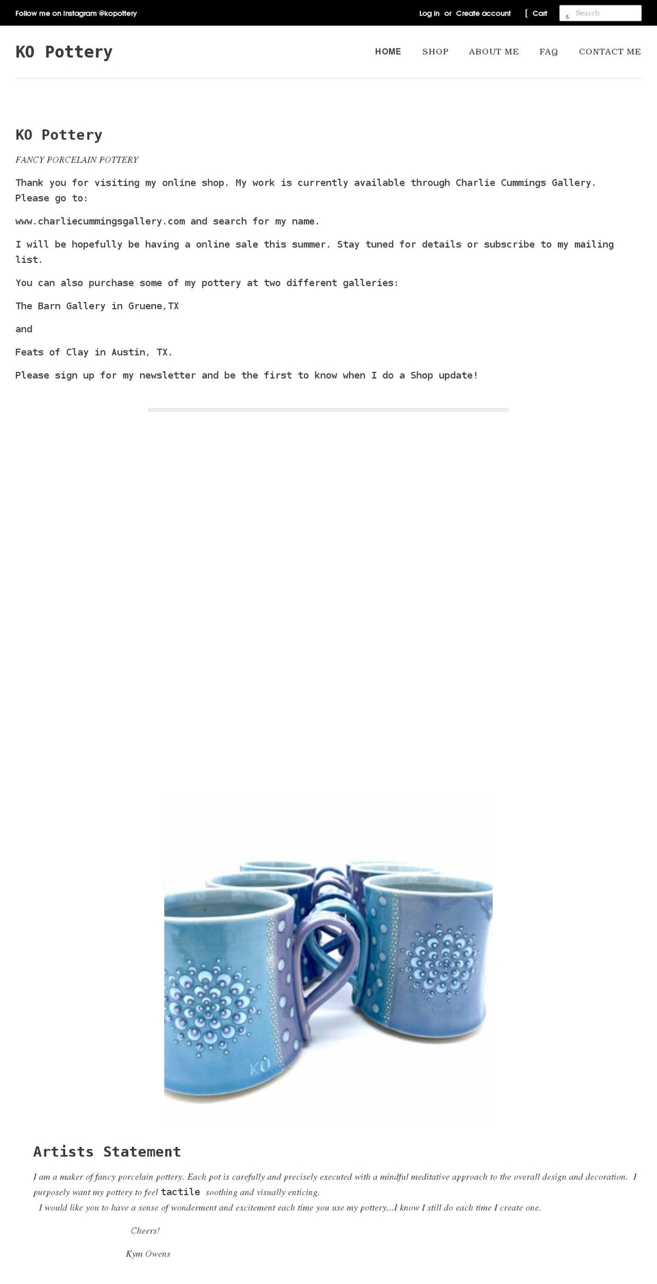 kopottery.com shopify website screenshot