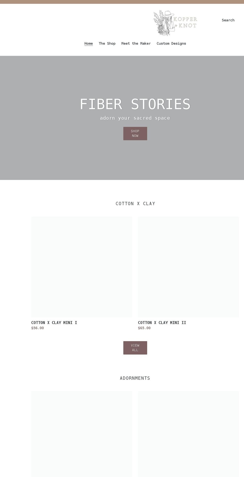 kopperandknotdesigns.com shopify website screenshot