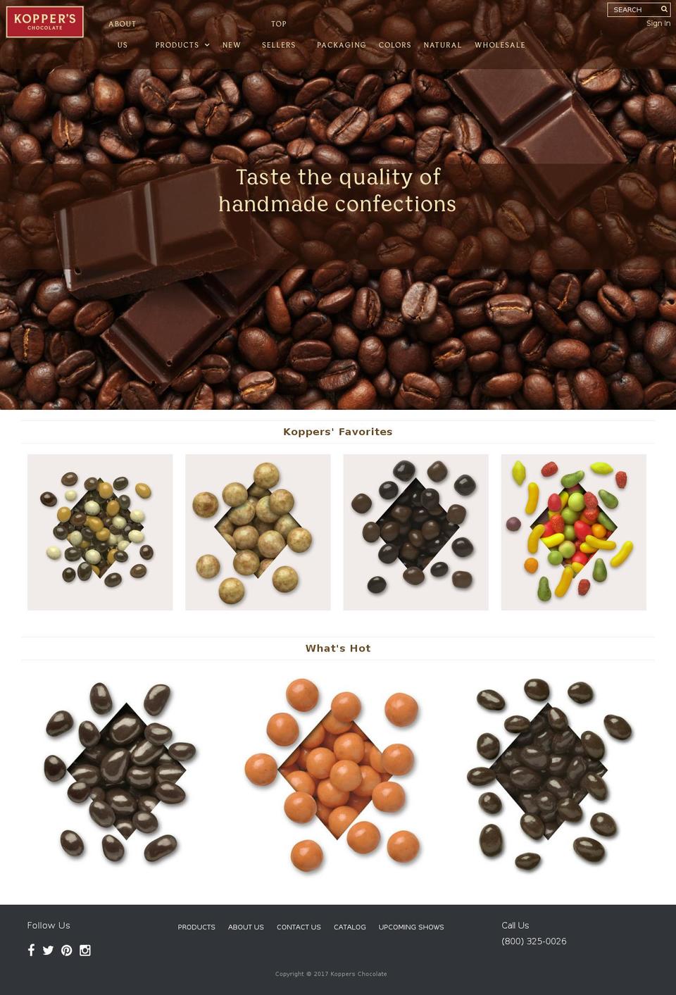 kopperschocolate.org shopify website screenshot