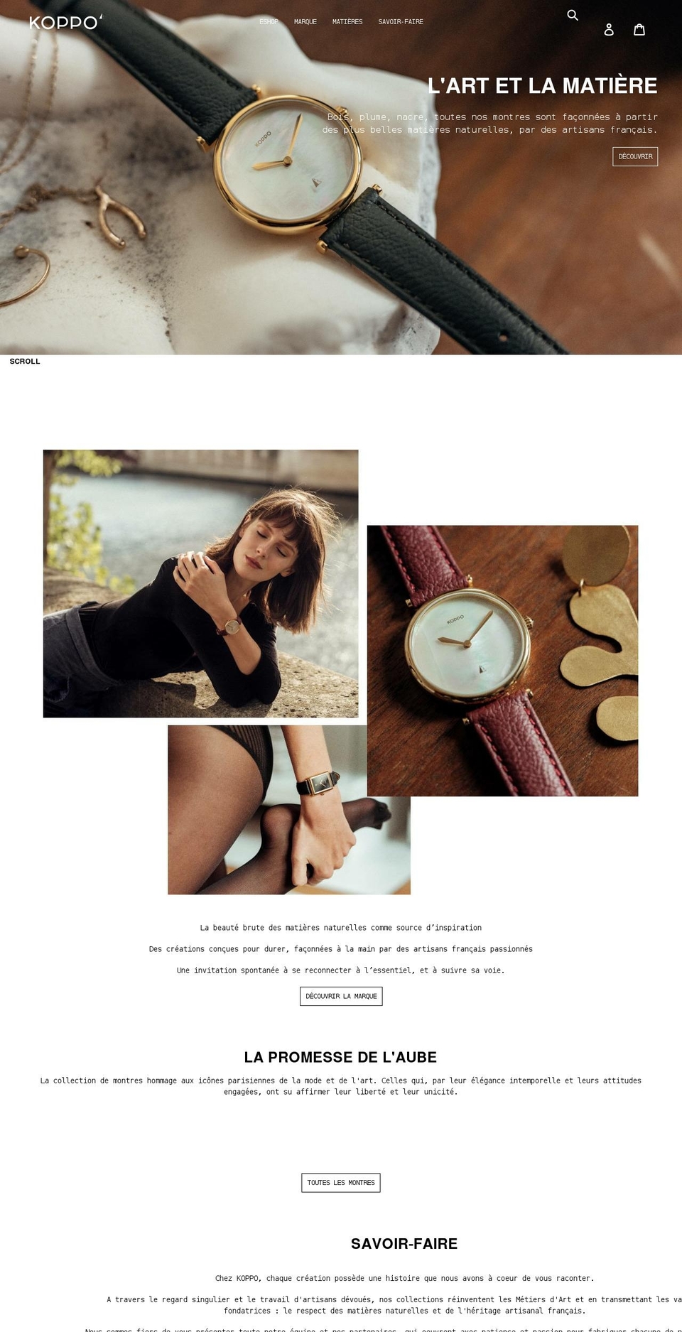 koppowatches.com shopify website screenshot