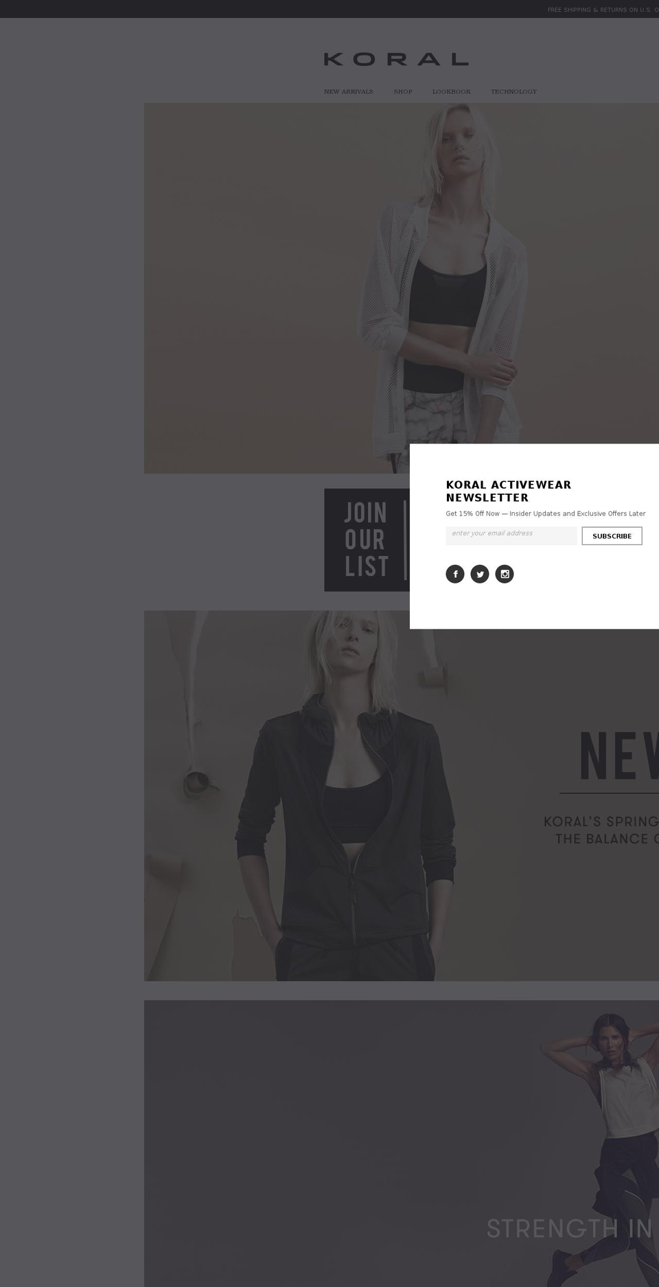 koralactivewear.net shopify website screenshot