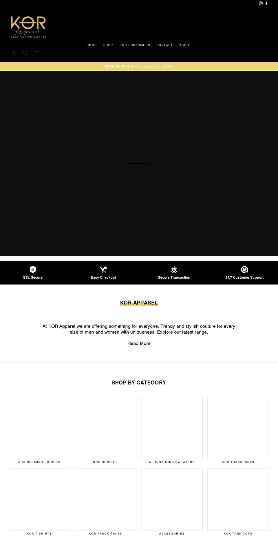 korapparelline.com shopify website screenshot