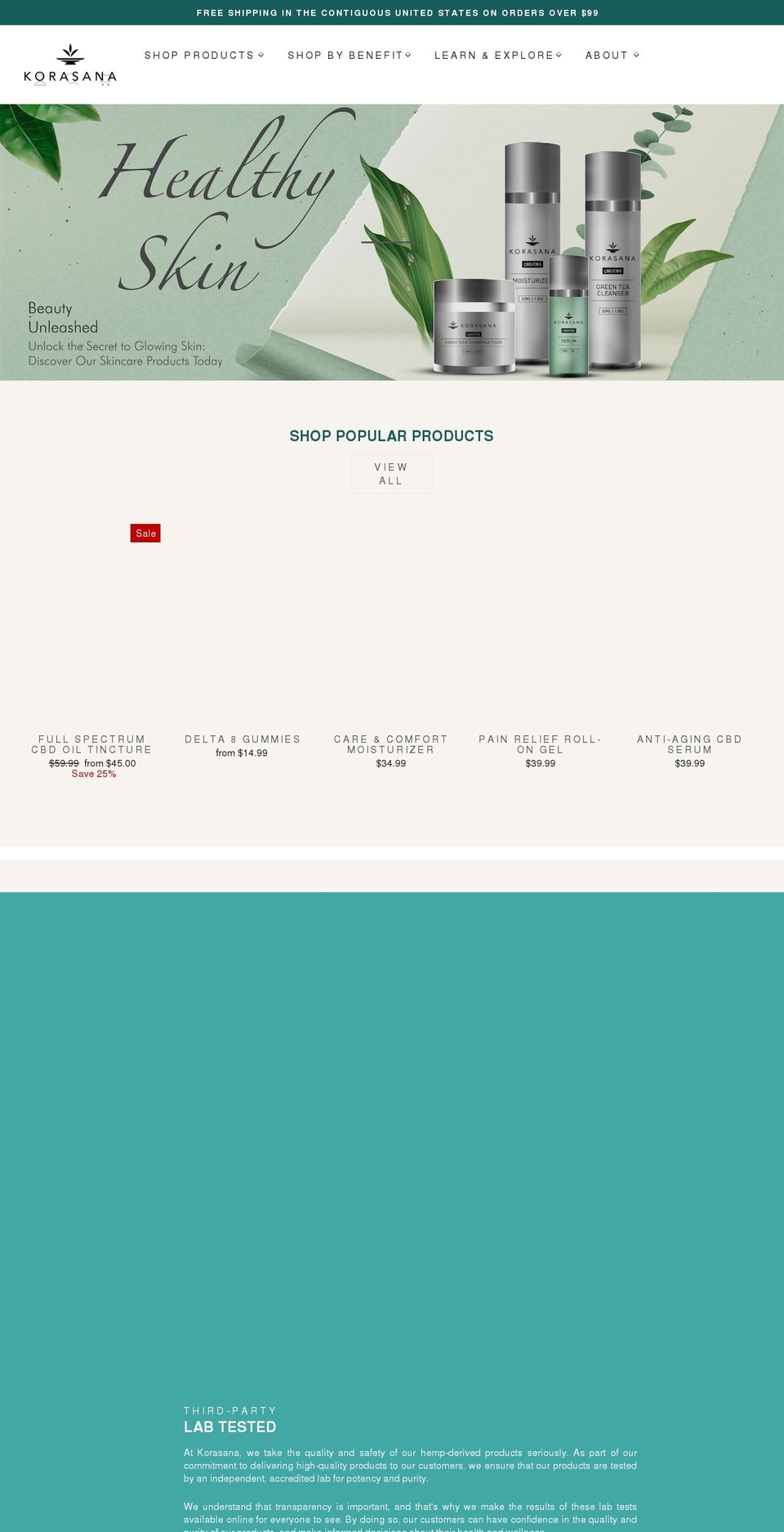 korasana.com shopify website screenshot