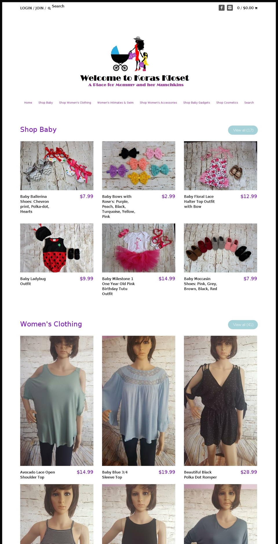 koraskloset.com — Shopify storefront screenshot