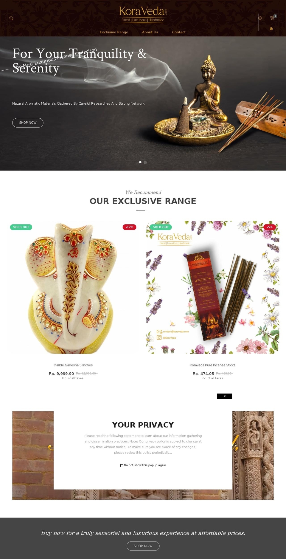 koraveda.com shopify website screenshot