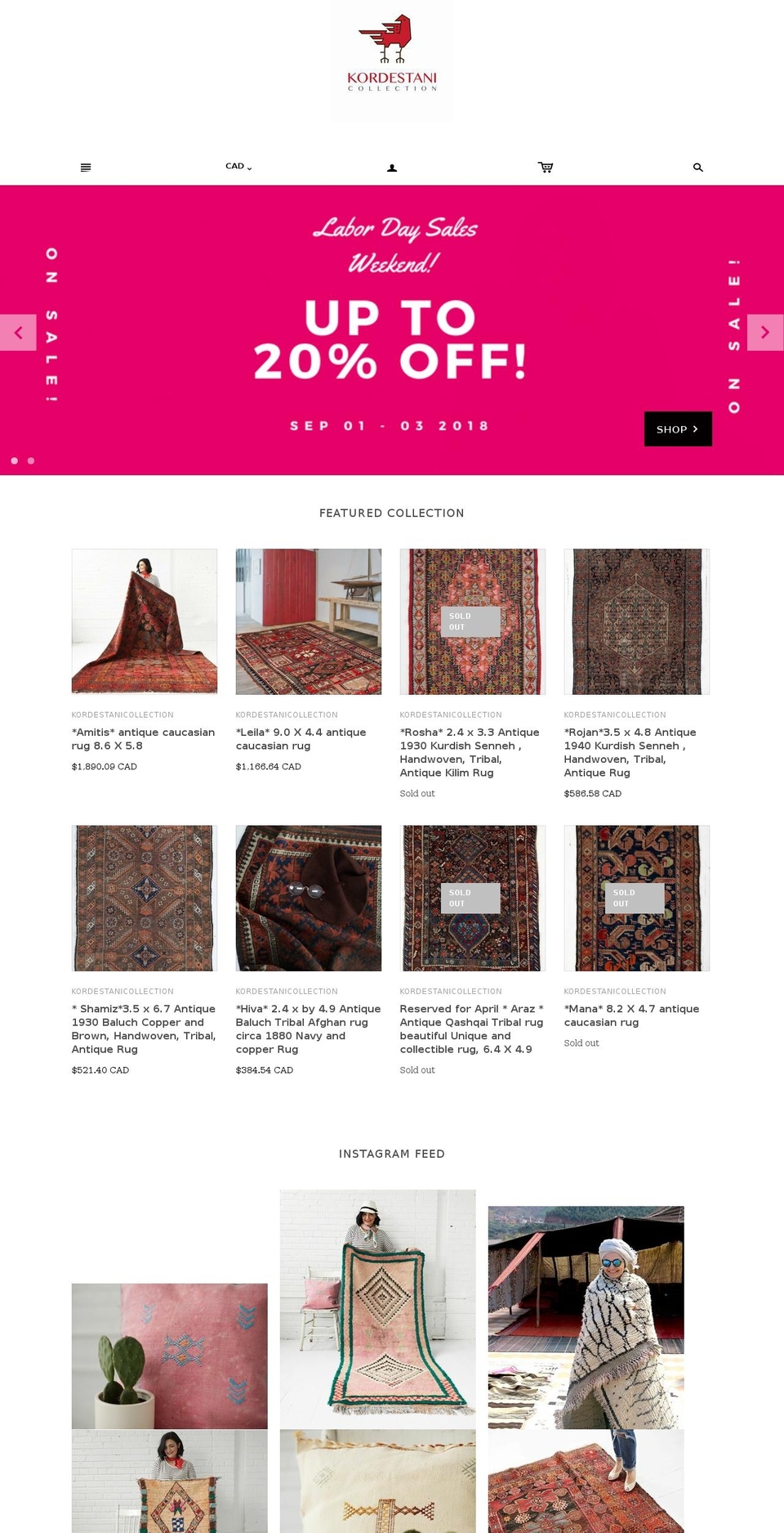 kordestani-collection.com — Shopify storefront screenshot