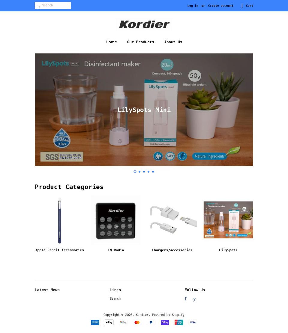 kordier.com shopify website screenshot