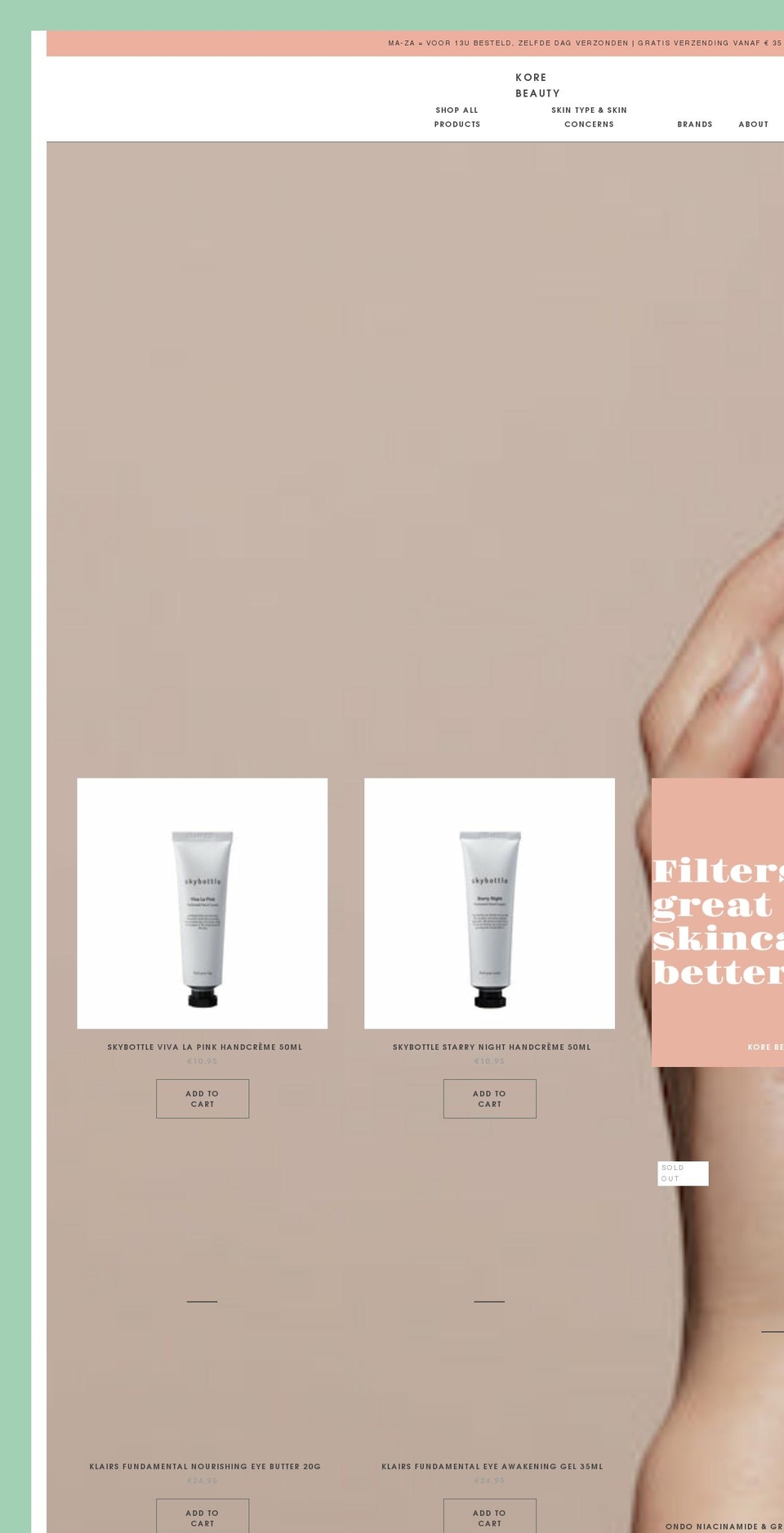 kore-beauty.com shopify website screenshot