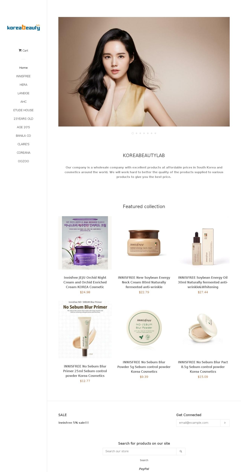 koreabeautylab.com — Shopify storefront screenshot