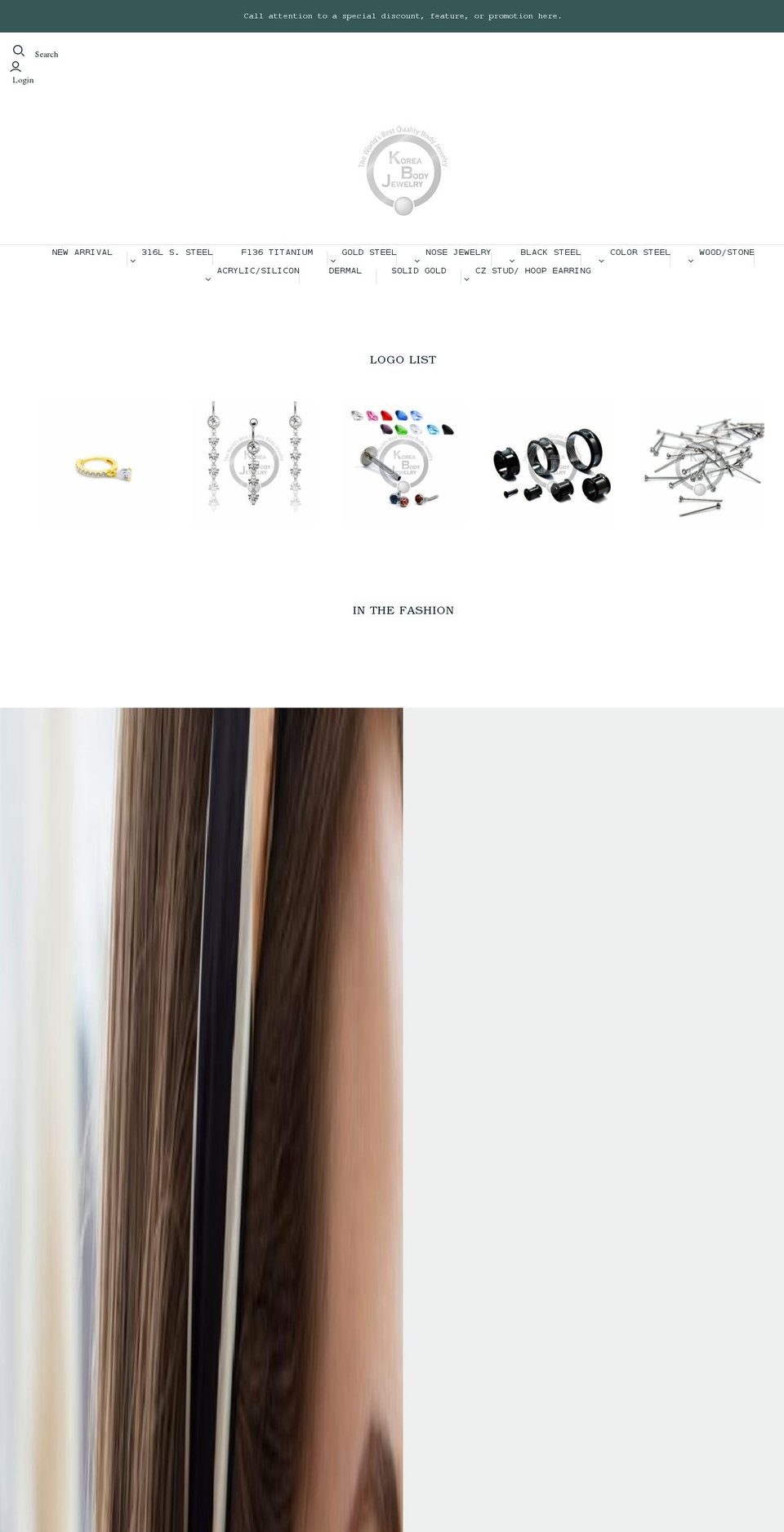 koreabodyjewelry.com shopify website screenshot