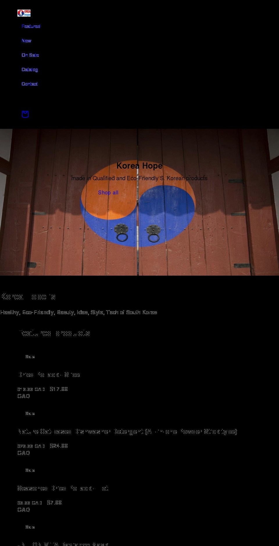 koreahope.com shopify website screenshot