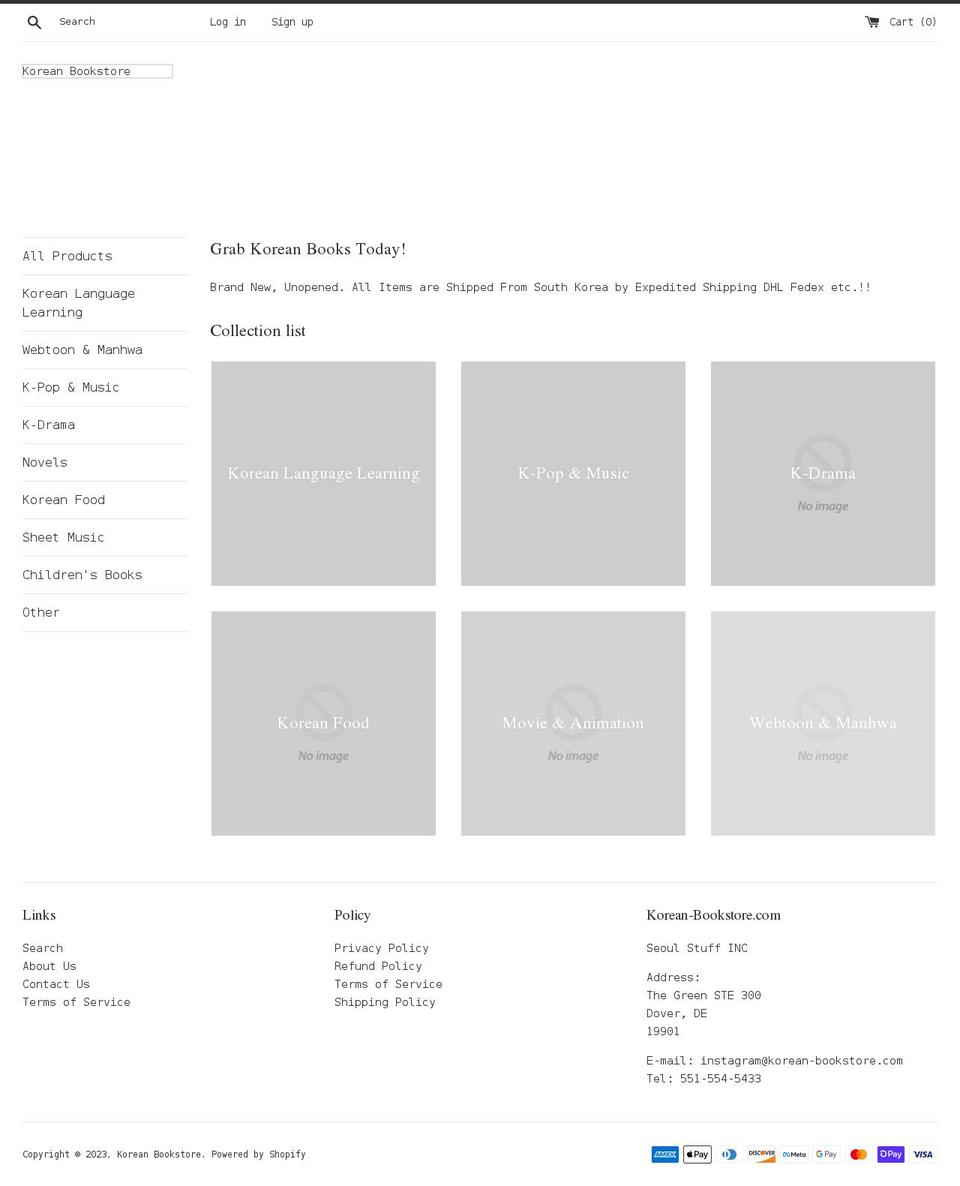 korean-bookstore.com shopify website screenshot