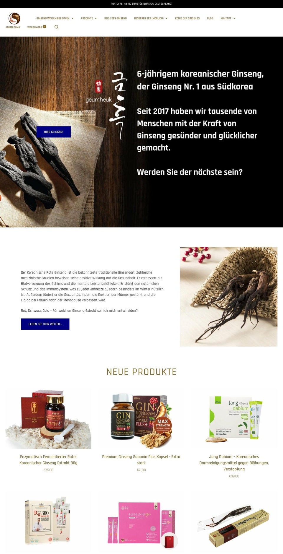 koreanischerginseng.at shopify website screenshot