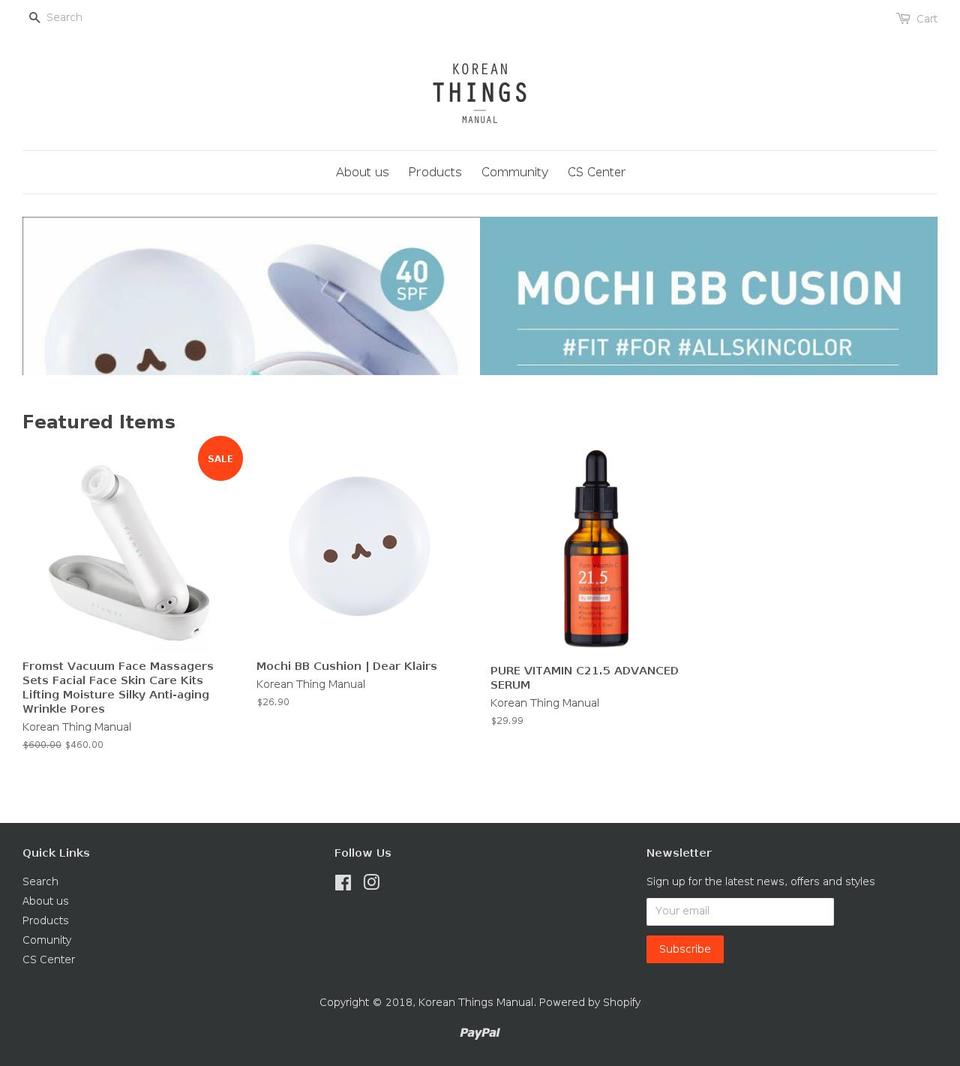 koreanthingsmanual.com — Shopify storefront screenshot