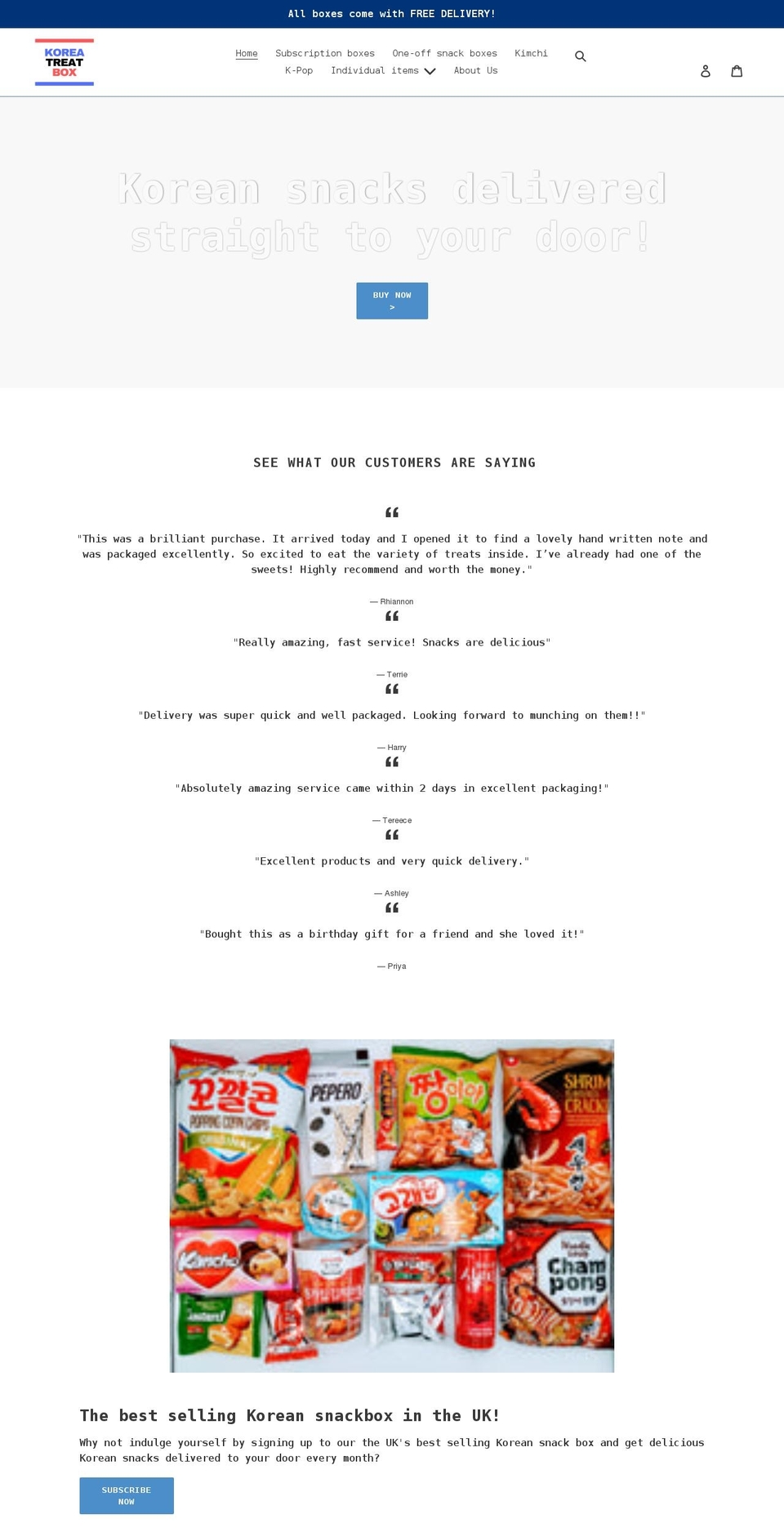 koreatreatbox.com shopify website screenshot