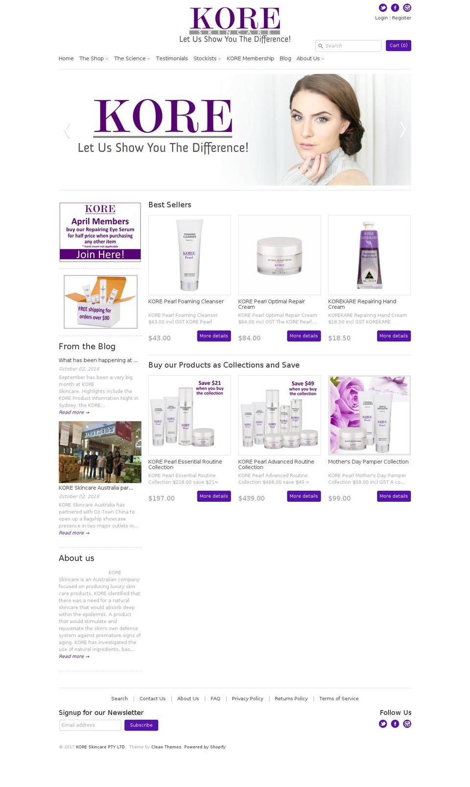 koreskincare.com.au shopify website screenshot