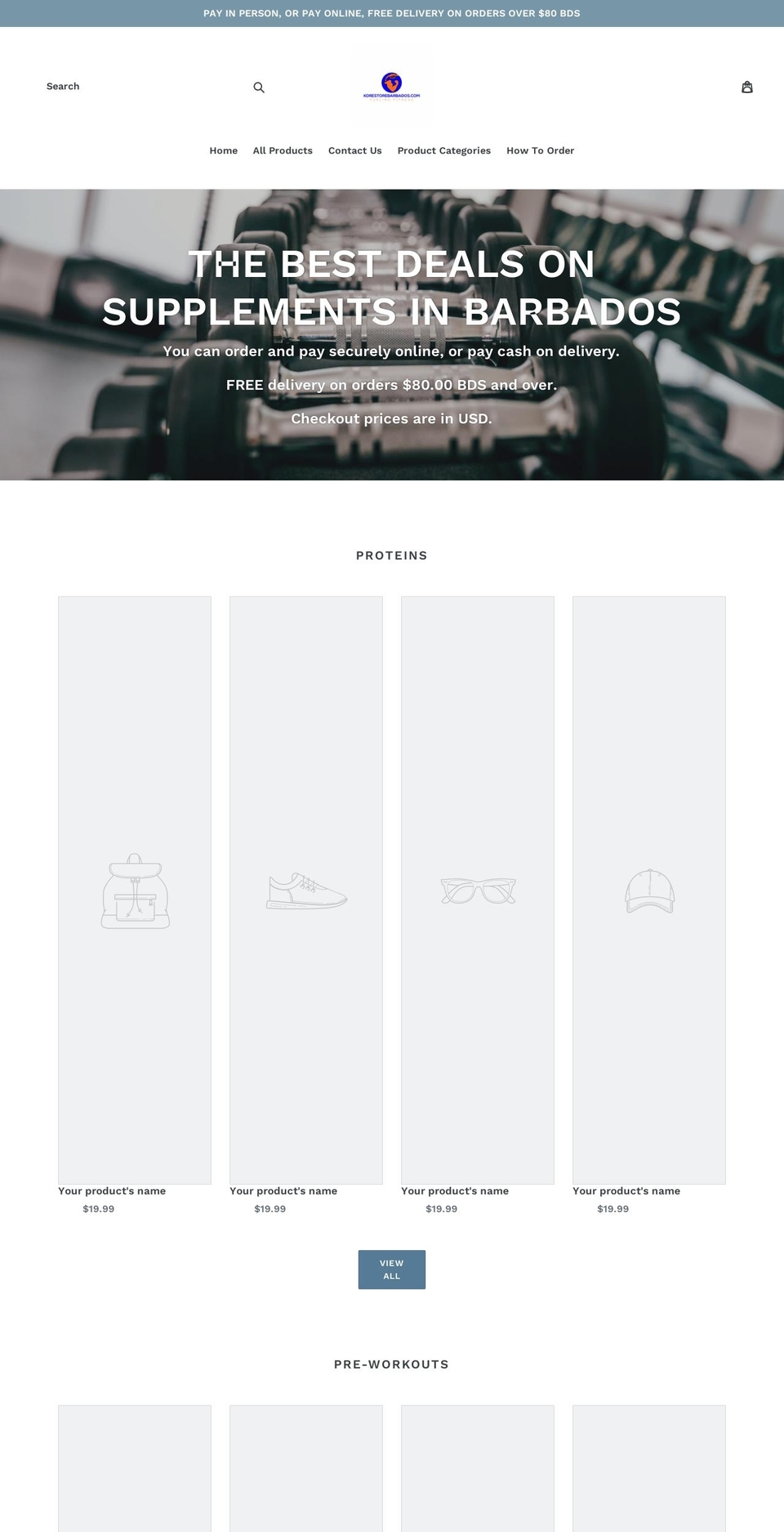 korestorebarbados.com — Shopify storefront screenshot